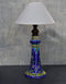 Jaipur Blue Pottery Handmade Lamp 12 Without Shade in Blue Base With Multi Colour Florals (Without Lampshade)